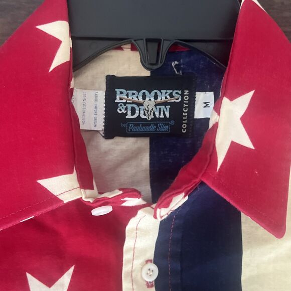 Brooks and Dunn Mens Western Button Down Shirt size M American Flag Vintage - Picture 9 of 14